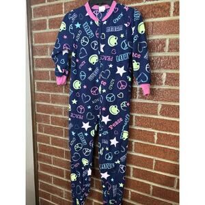 Circo Girls Footed Sleeper Pajamas Frogs Peace Blue XS 4-5